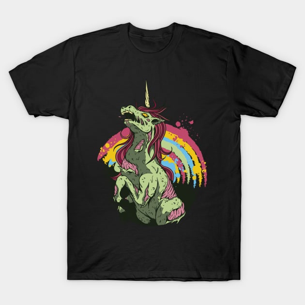 Zombie Unicorn Halloween Design T-Shirt by UNDERGROUNDROOTS